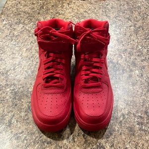 Red Nike High Top Air Force 1. Size 9.5 in Mens.